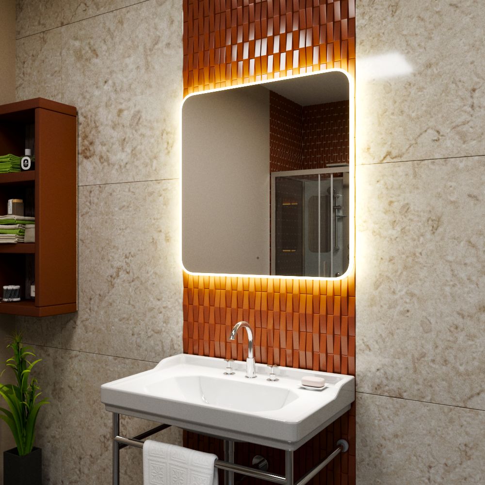 Зеркало Bau Hotel Limited Edition 800х800, сенсор на взмах, c LED подсветкой, защитный корпус с высокой светопроницаемостью, теплый свет