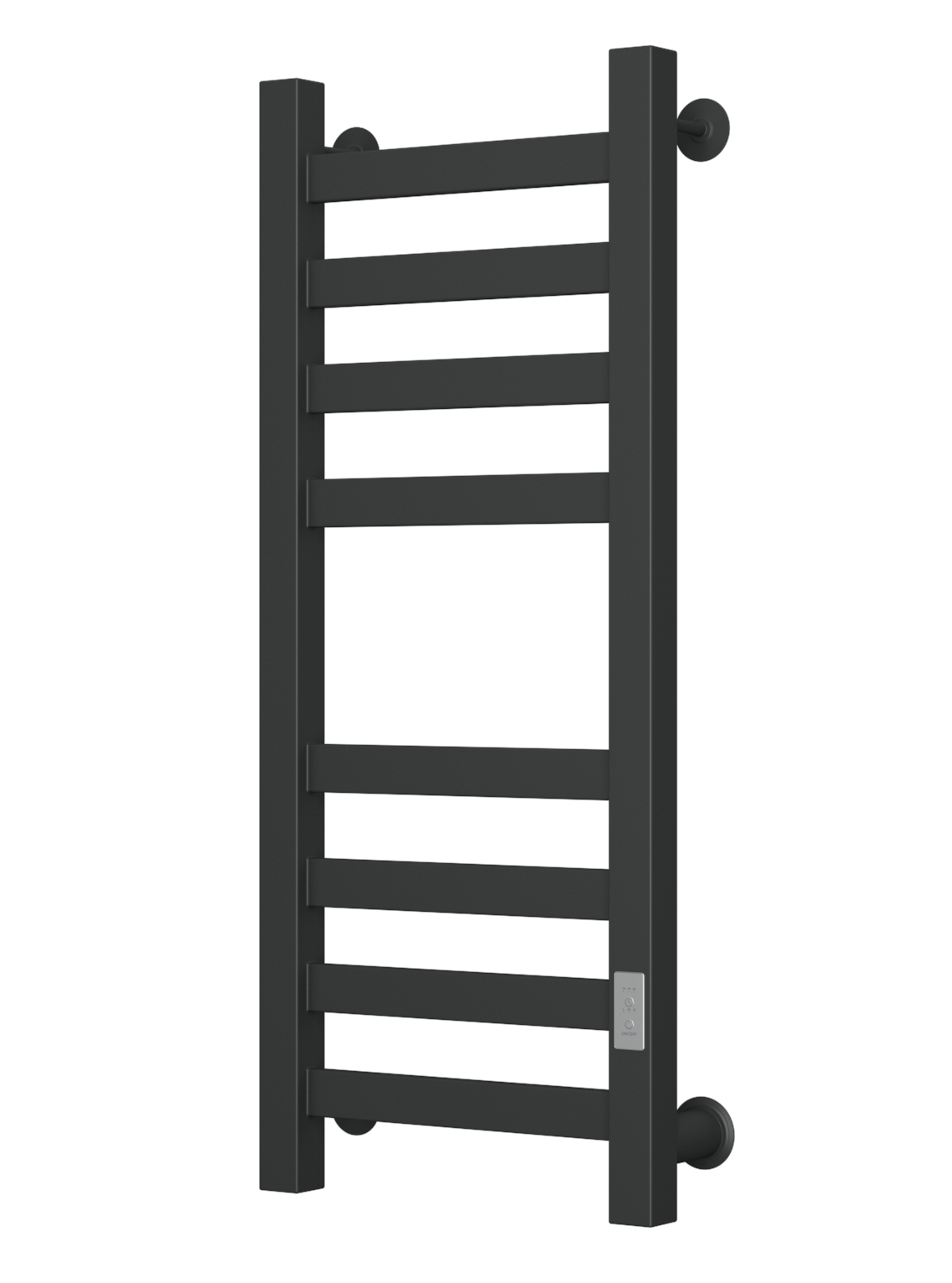 Полотенцесушитель электрический профильный Маргроид BAU В81/10 30х80, 2 вставки 4х4 размер 30*10, черный матовый RAL 9005 с таймером справа