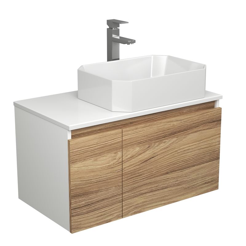 Комплект для ванной, 3 предмета (Тумба подвесная Bau Blackwood 80 + Раковина BAU Hotel 51х37, Смеситель высокий Hotel Still, нерж. сталь)