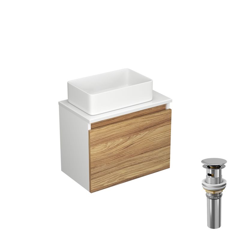 Тумба с раковиной и выпуском (Тумба Bau Dream Blackwood 50, умывальник BAU Mini 38х24, выпуск клик клак, хром)