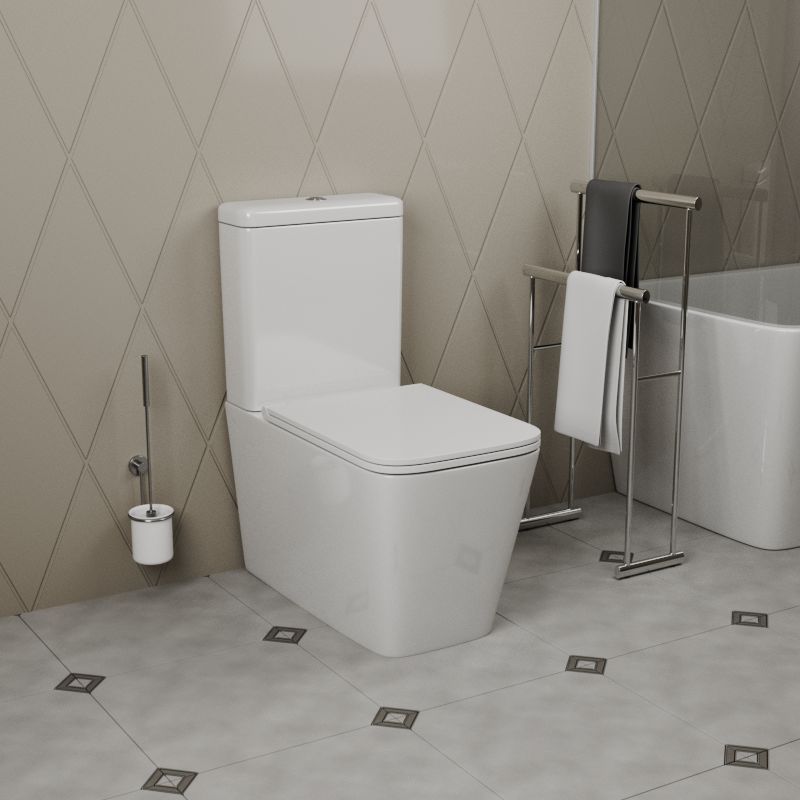 Унитаз напольный безободковый торнадо обратного потока Bau Stil Hurricane-2, усиленное бысросъемное сиденье дюропласт микролифт