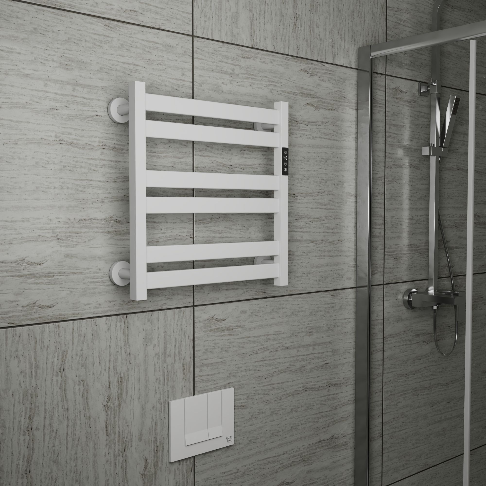 Полотенцесушитель дизайнерский электрический BAU Elite White 53х52, подключение справа, белый матовый