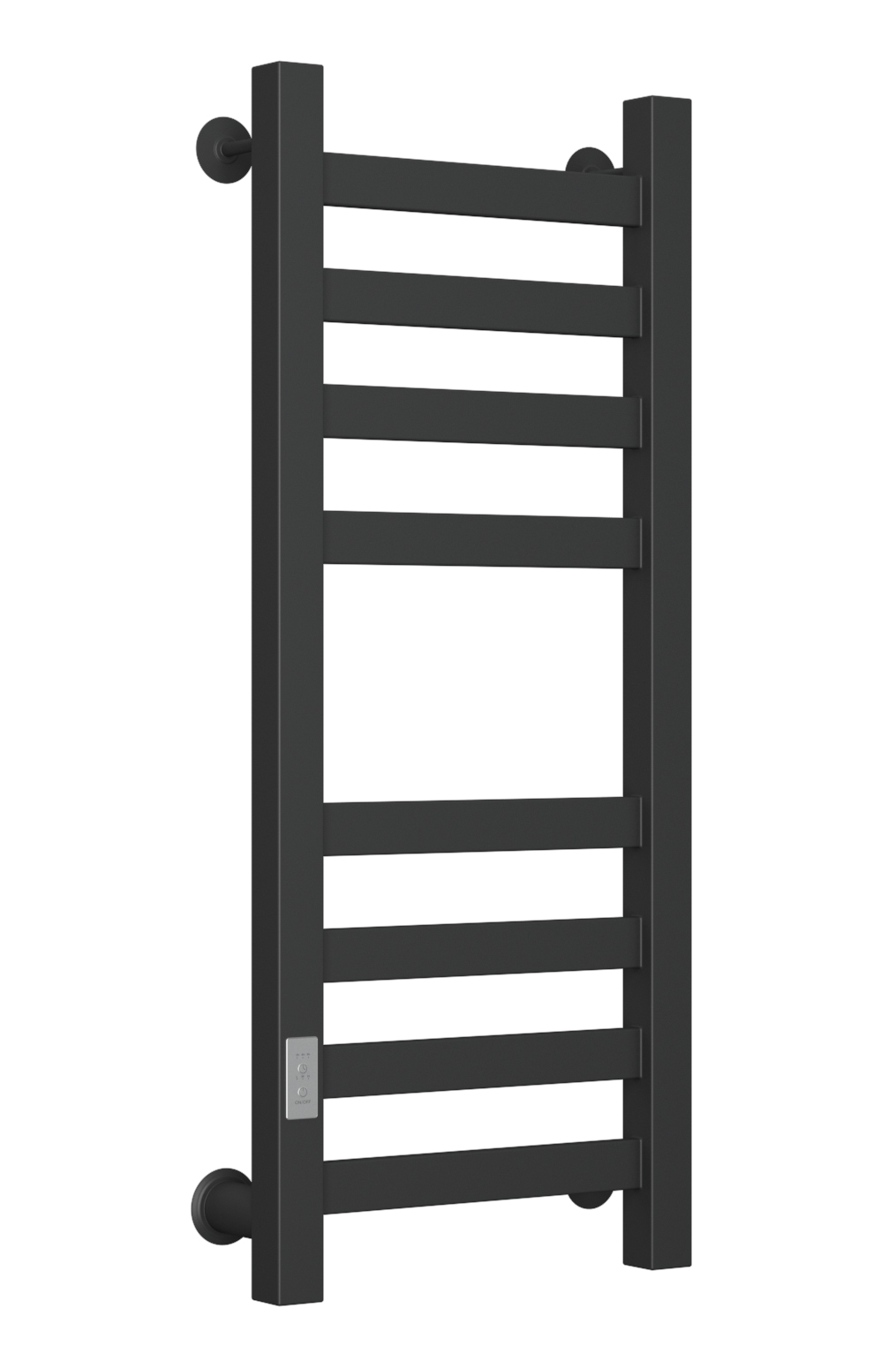 Полотенцесушитель электрический профильный Маргроид BAU В81/10 30х80, 2 вставки 4х4 размер 30*10, черный матовый RAL 9005 с таймером слева