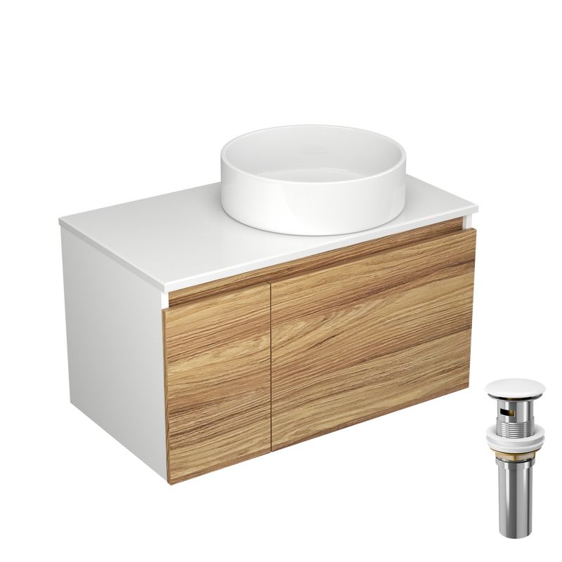 Тумба с раковиной и выпуском (Тумба Bau Dream Blackwood 80, умывальник BAU Dream круглый D41, выпуск клик клак, белый)