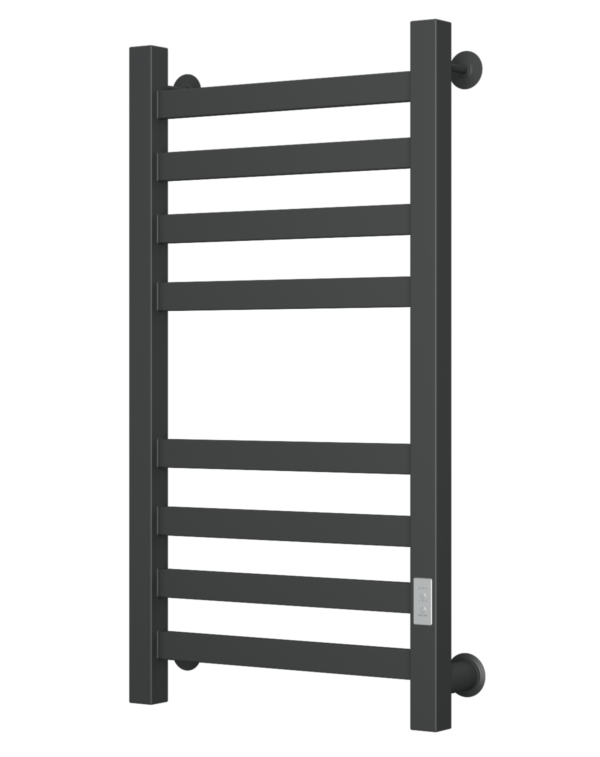 Полотенцесушитель электрический профильный Маргроид BAU В81/10 40х80, 2 вставки 4х4 размер 30*10, черный матовый RAL 9005 с таймером справа