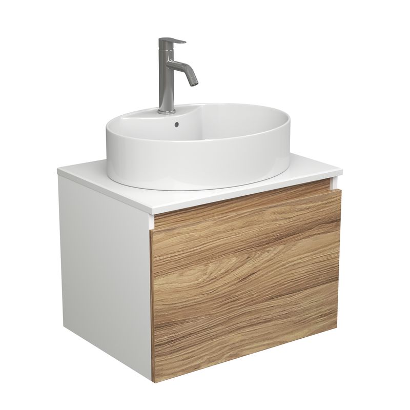 Комплект для ванной, 3 предмета (Тумба подвесная Bau Blackwood 60 + Раковина BAU 51х41, с отв. под см-ль, Смеситель Dream, нерж. сталь)