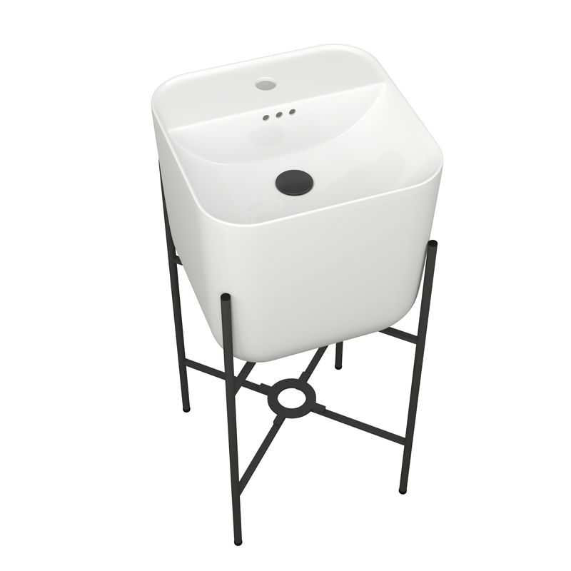 Раковина напольная с металлическими ножками BAU Soul белая + выпуск клик-клак, черный