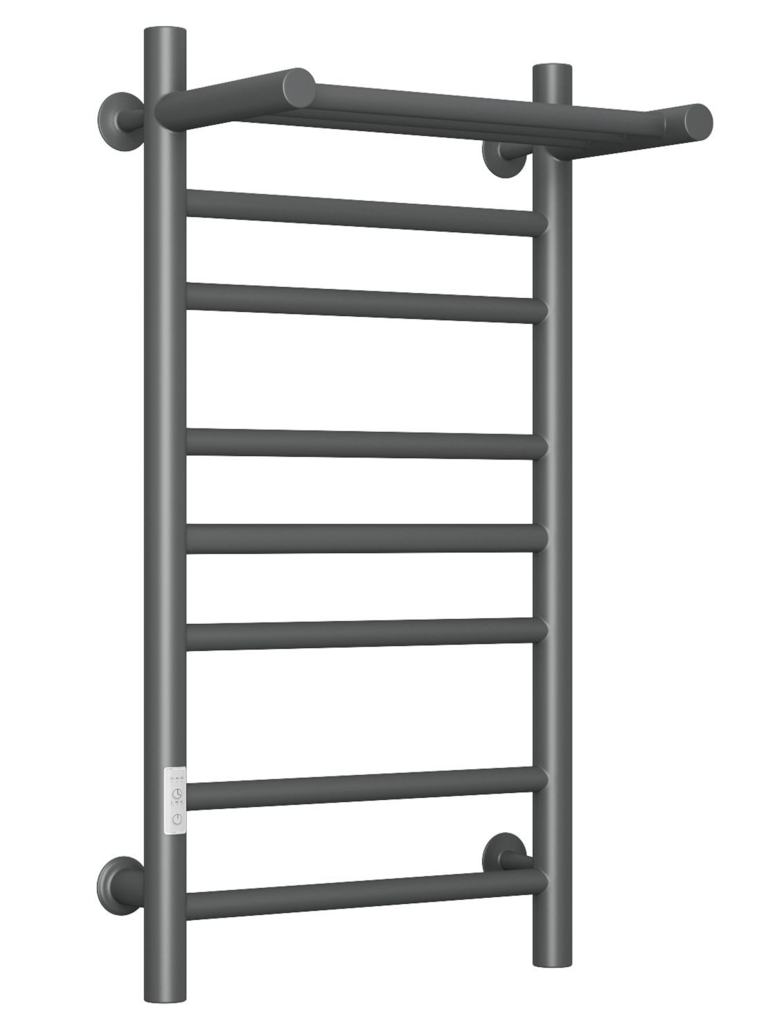 Полотенцесушитель электрический с полкой Маргроид BAU В10 40х80 Gun Grey П7 темно-серый металлик с таймером с таймером слева