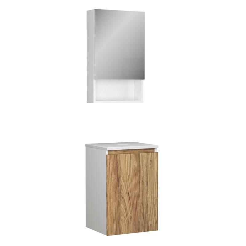 Комплект мебели для ванной, 2 предмета (Тумба Bau Dream Blackwood 40, 1 дверца, зеркальный шкаф Bau Dream 40, белый)