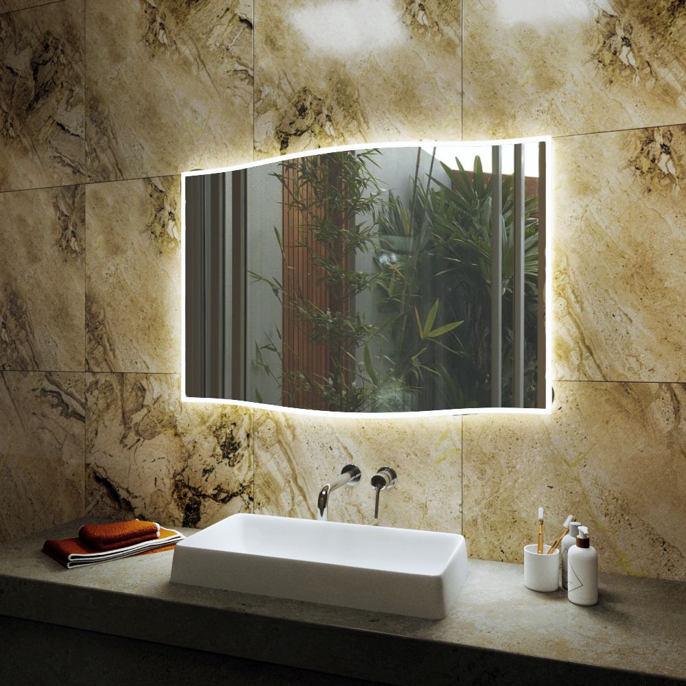 Зеркало Bau Plaza Limited Edition 1050х745, сенсор на взмах, c LED подсветкой, защитный корпус с высокой светопроницаемостью, теплый свет