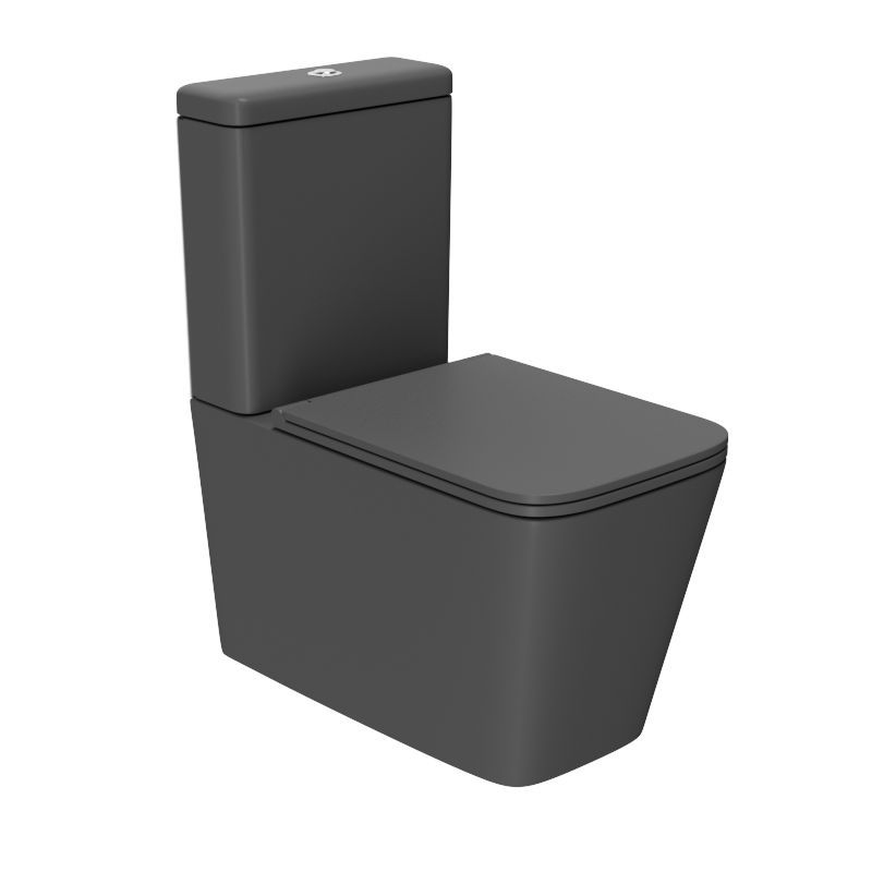 Унитаз напольный безободковый торнадо обратного потока Bau Stil Hurricane-2, усиленное бысросъемное сиденье дюропласт микролифт, темно-серый матовый