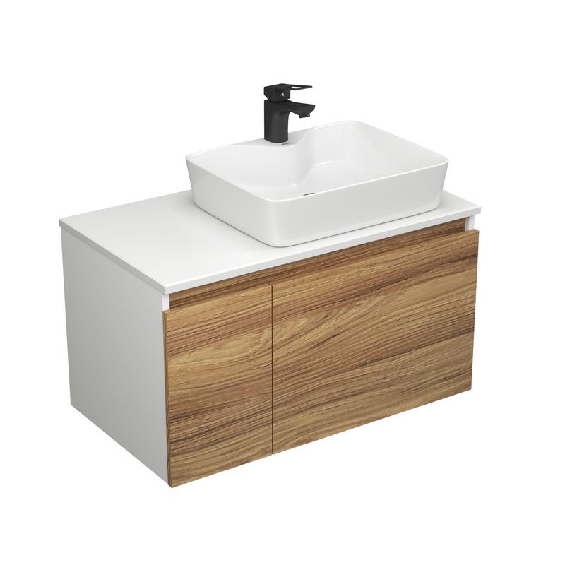 Комплект для ванной, 3 предмета (тумба Bau Dream Blackwood 80 + раковина BAU Cerama 48х37, с отверстием под смеситель, белая, смеситель Cerama Black)