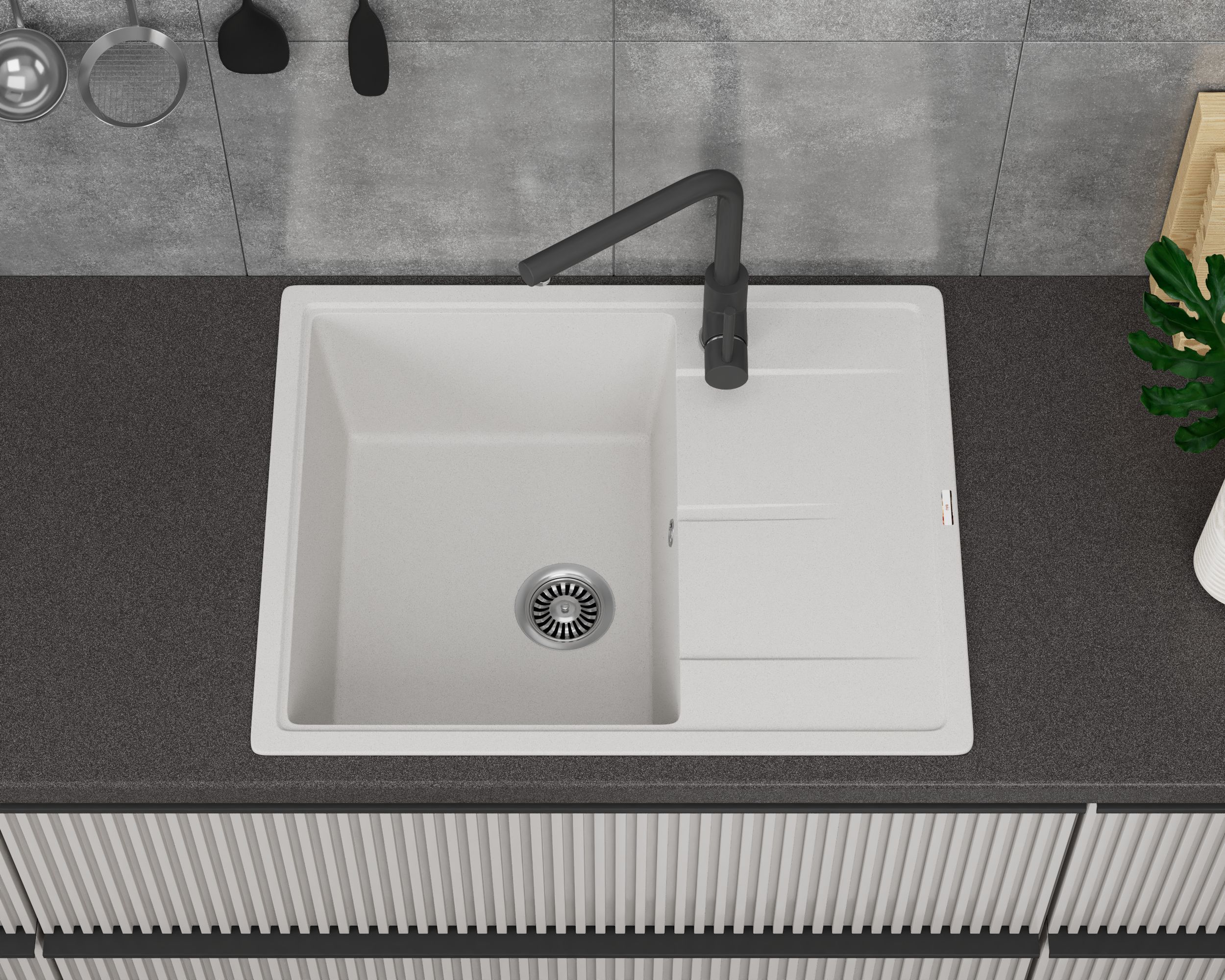 Мойка для кухни врезная кварцевая в комплекте с сифоном BAU Stil Jasmine 65х51, жасмин