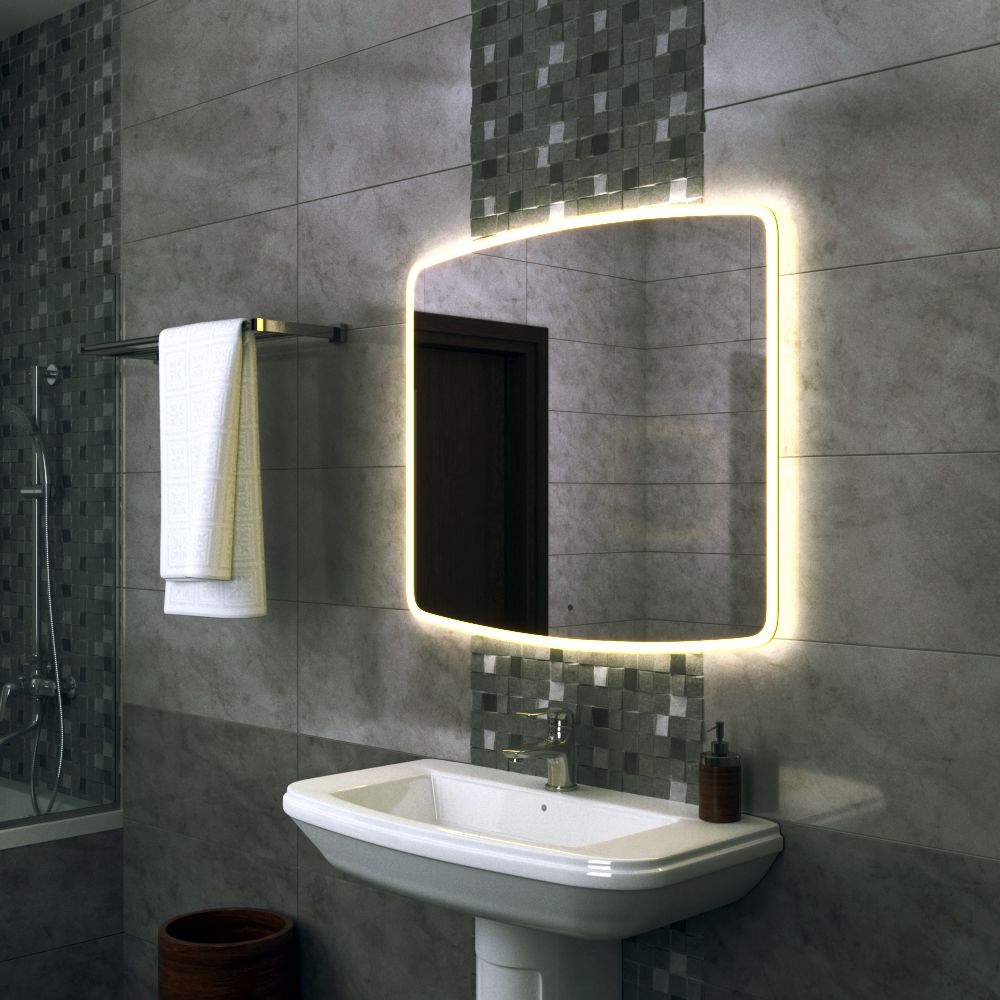 Зеркало Bau Astoria Limited Edition 900х800, сенсор на взмах, c LED подсветкой, защитный корпус с высокой светопроницаемостью, теплый свет