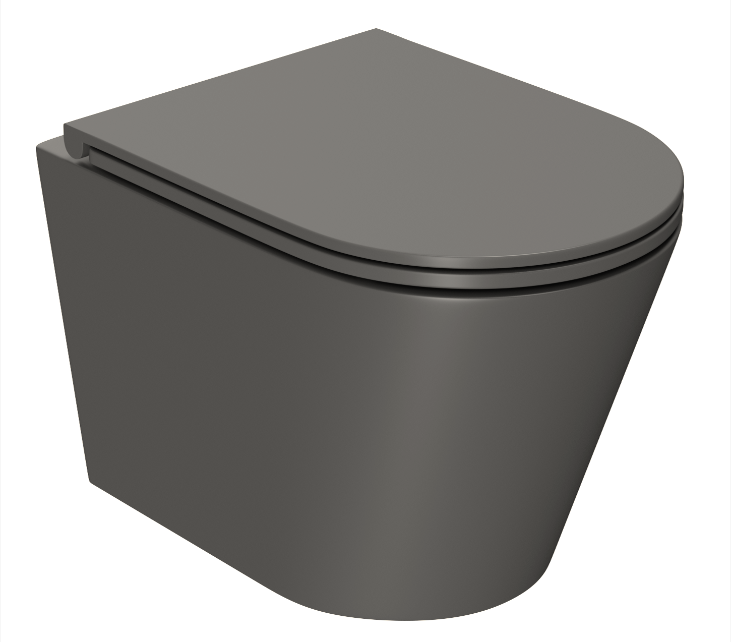 Унитаз подвесной безободковый Bau Nimb, быстросъемное тонкое сиденье дюропласт микролифт, темно-серый матовый BK0002DG