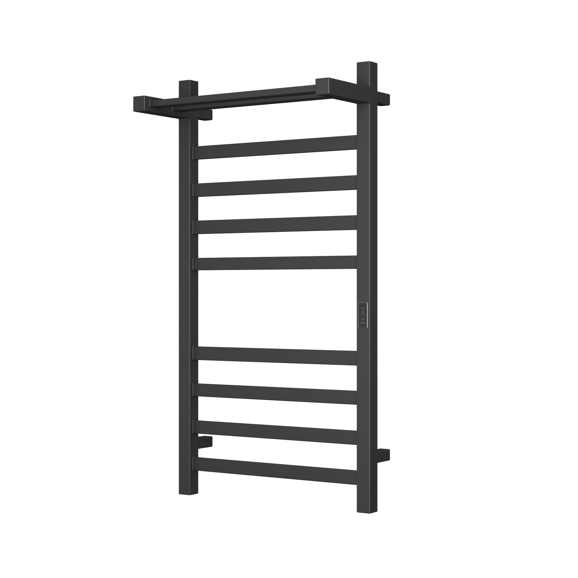 Полотенцесушитель электрический профильный с полкой BAU Hotel Shelf 50х100, 8 планок, универсальный, черный матовый RAL 9005