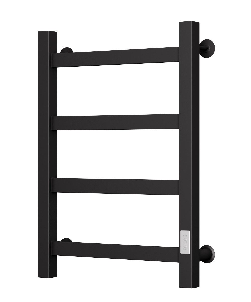 Полотенцесушитель электрический профильный Маргроид BAU В81/10 40х60, 4 вставки равномерно, черный матовый RAL 9005 с таймером справа M0055