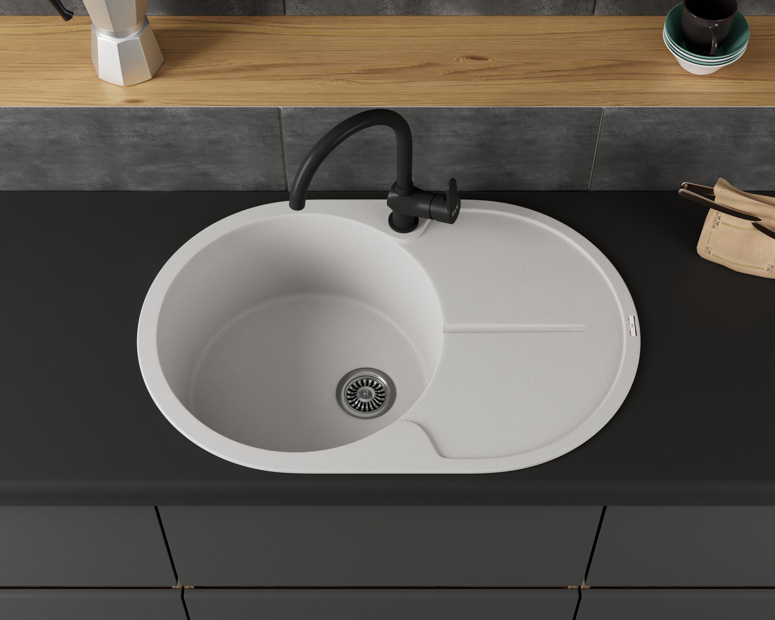 Мойка для кухни врезная кварцевая в комплекте с сифоном BAU Dream Jasmine 78х51, жасмин