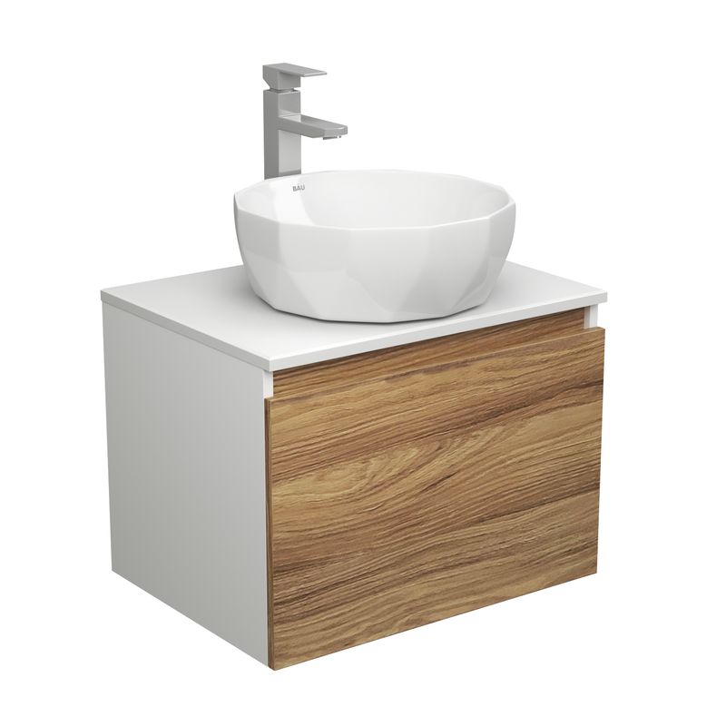 Комплект для ванной, 3 предмета (тумба Bau Dream Blackwood 60 + раковина на столешницу BAU Diamond D40, белая, смеситель высокий Hotel Still)