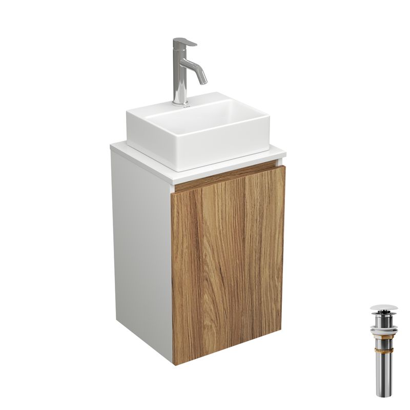 Комплект для ванной, 4 предмета (Тумба под раковину Bau Blackwood 40 + раковина BAU 33х28 + смеситель Dream, нержавеющая сталь, выпуск)