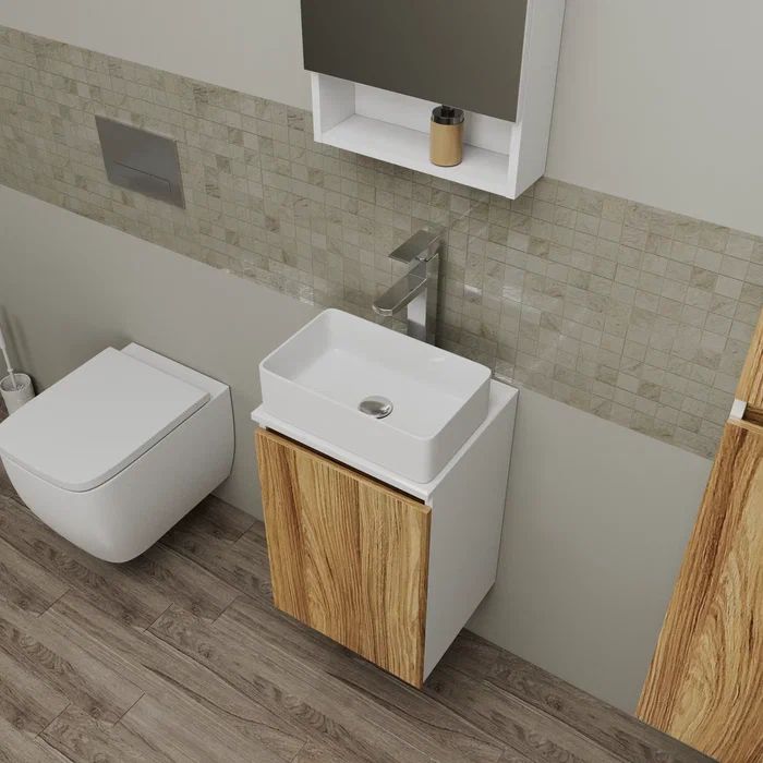 Комплект для ванной, 4 предмета (Тумба Bau Dream Blackwood 40, раковина BAU Mini 38х24, смеситель для раковины высокий Hotel Still, нержавеющая сталь, выпуск клик клак, хром)