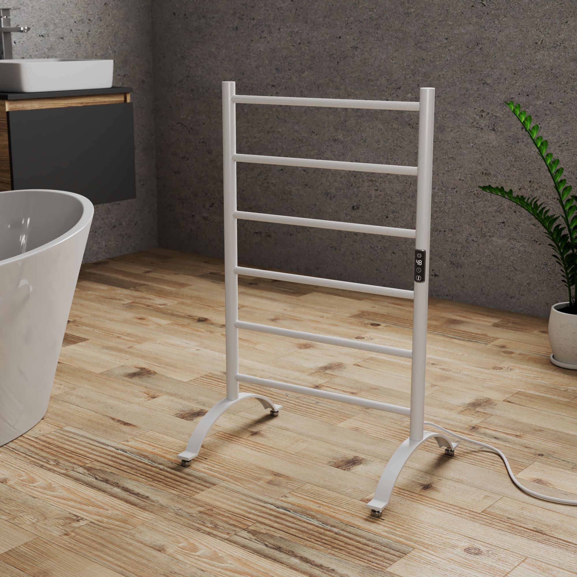 Полотенцесушитель дизайнерский электрический BAU Stil Floor White 90х50, белый матовый