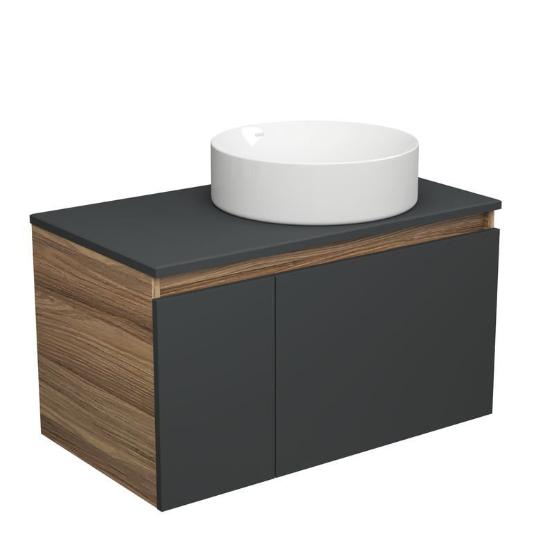 Тумба с раковиной (тумба подвесная Bau Dream Blackwood 80, графит + раковина санфаянс накладная круглая BAU Dream Размер D41)