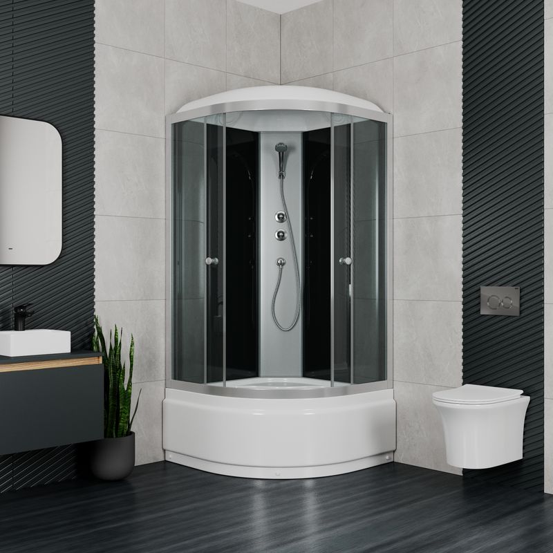 Душевая кабина с высоким поддоном BAU Dream 90x90х215, прозрачное закаленное стекло, белая