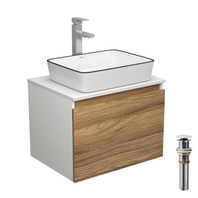 Комплект для ванной, 4 предмета (тумба Bau Dream 60 + раковина BAU 48х37, белая + смеситель Hotel Still, выпуск клик-клак, белый)