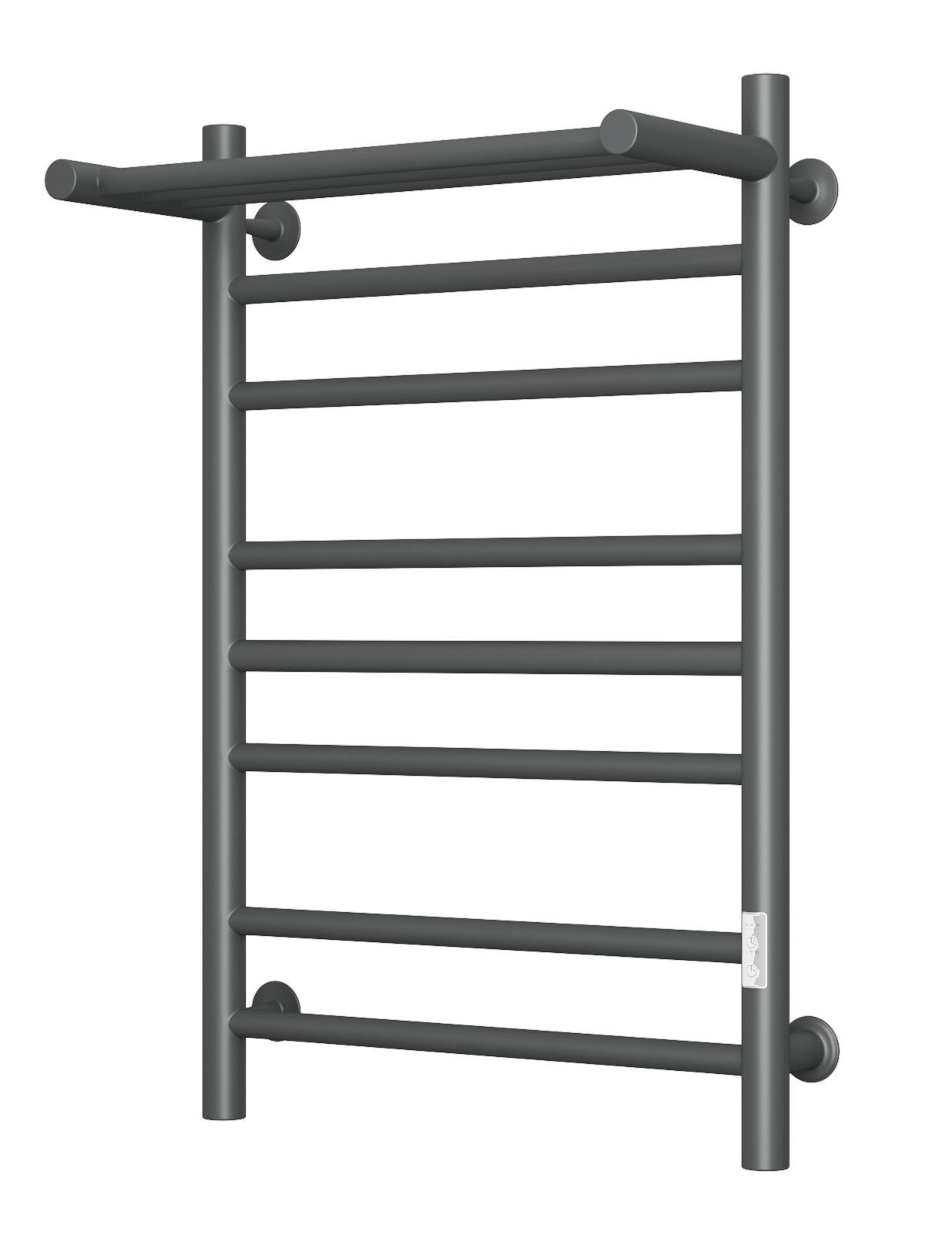 Полотенцесушитель электрический с полкой Маргроид BAU В10 50х80 Gun Grey П7 темно-серый металлик с таймером с таймером слева