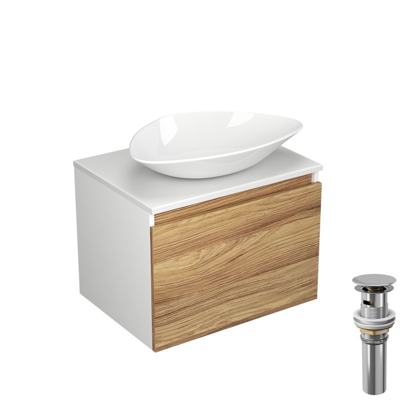 Тумба с раковиной и выпуском (Тумба Bau Dream Blackwood 60, умывальник BAU Triangle 59х39, выпуск клик клак, хром)