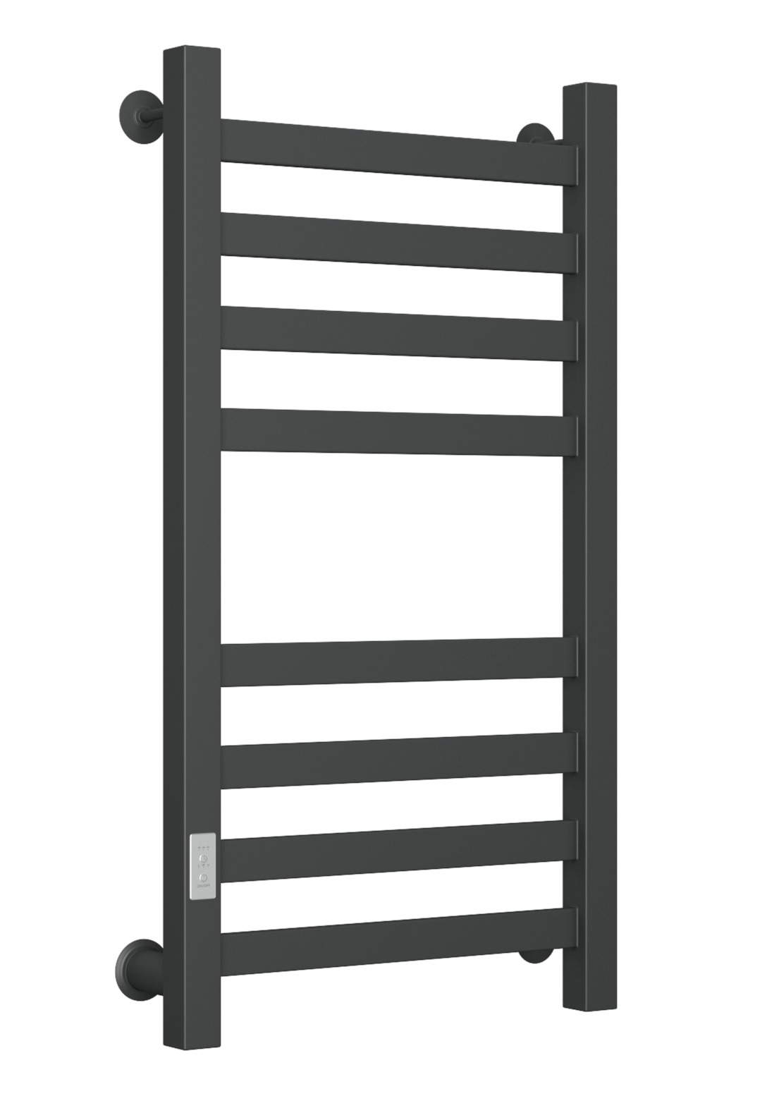 Полотенцесушитель электрический профильный Маргроид BAU В81/10 40х80, 2 вставки 4х4 размер 30*10, черный матовый RAL 9005 с таймером слева