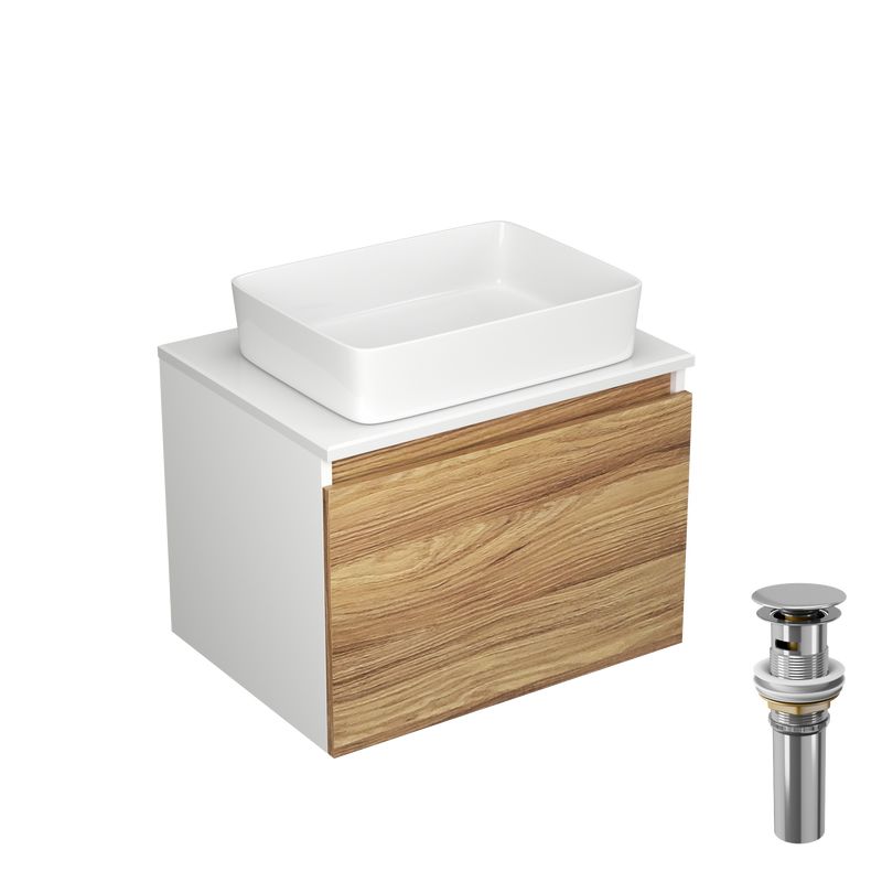 Тумба с раковиной и выпуском (Тумба Bau Dream Blackwood 60, умывальник BAU Hotel 48х37, выпуск клик клак, хром)