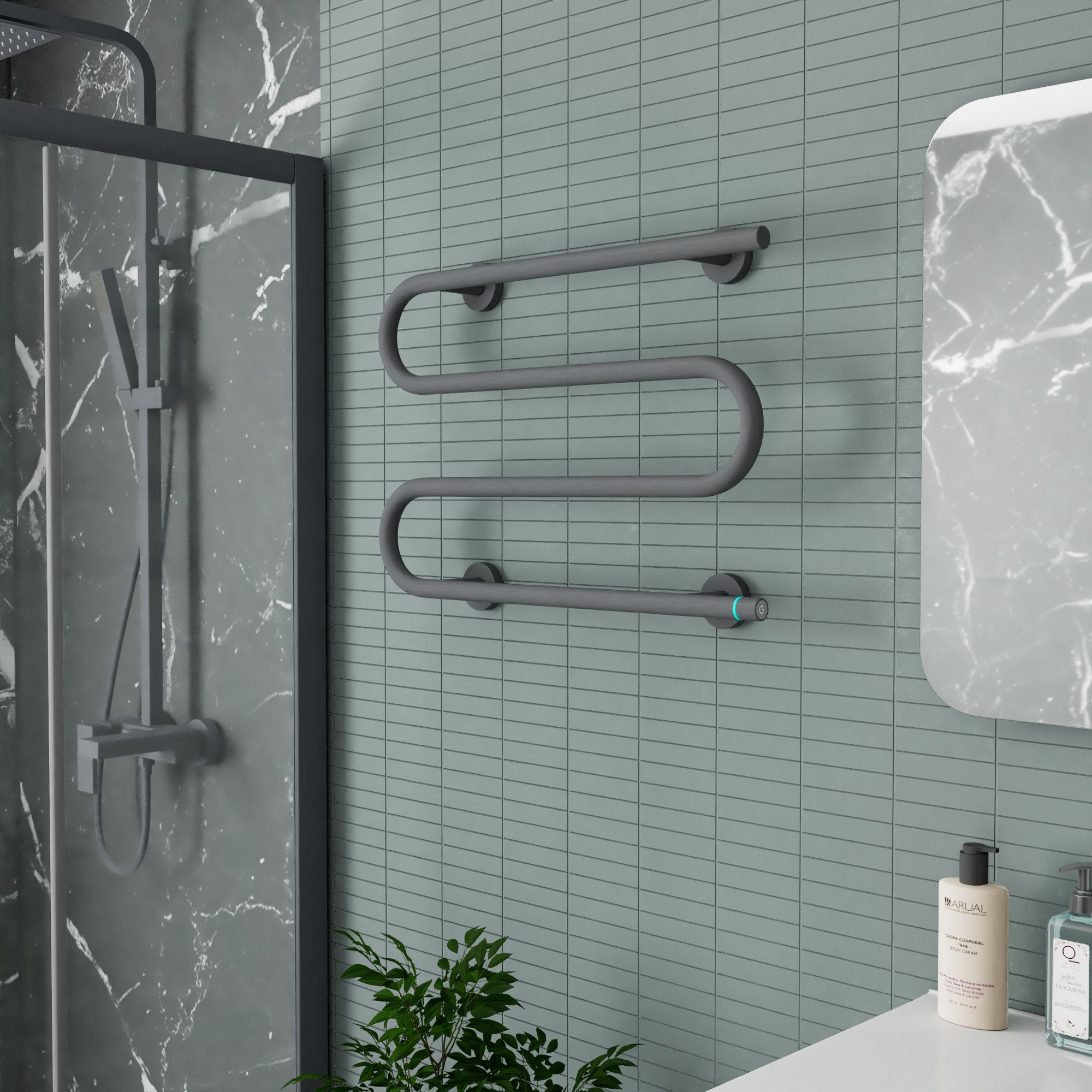 Полотенцесушитель электрический BAU M Gun Grey 41,5х61,5, темно-серый металлик