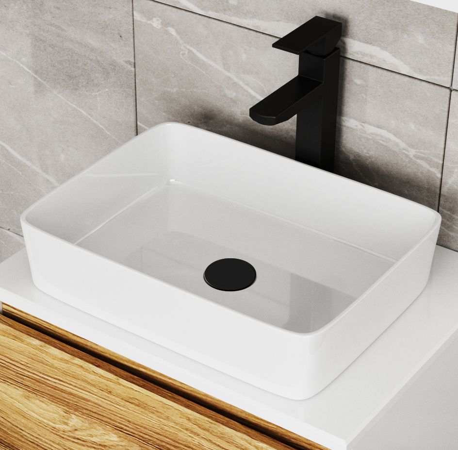 Комплект для ванной, 3 предмета (Тумба Bau Dream Blackwood 60, раковина BAU Hotel 48х37, смеситель для раковины высокий Hotel Black, черный)