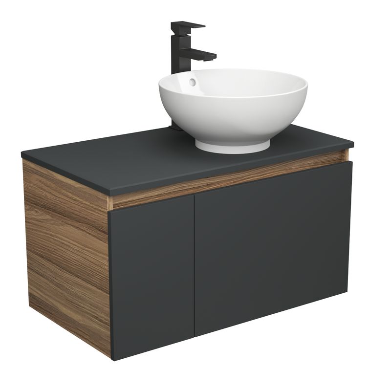 Комплект для ванной, 3 предмета (тумба Bau Dream 80, графит + раковина чаша накладная BAU Dream D41, смеситель высокий Hotel Black)