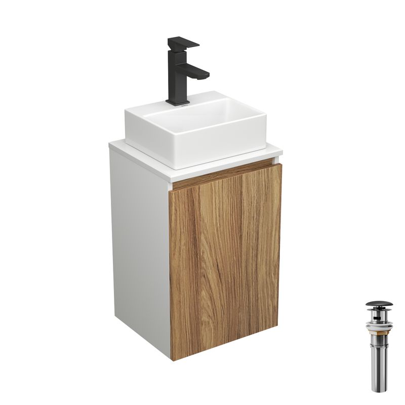 Комплект для ванной, 4 предмета (Тумба под раковину Bau Blackwood 40 + раковина BAU 33х28 + смеситель Hotel Black, черный, выпуск)