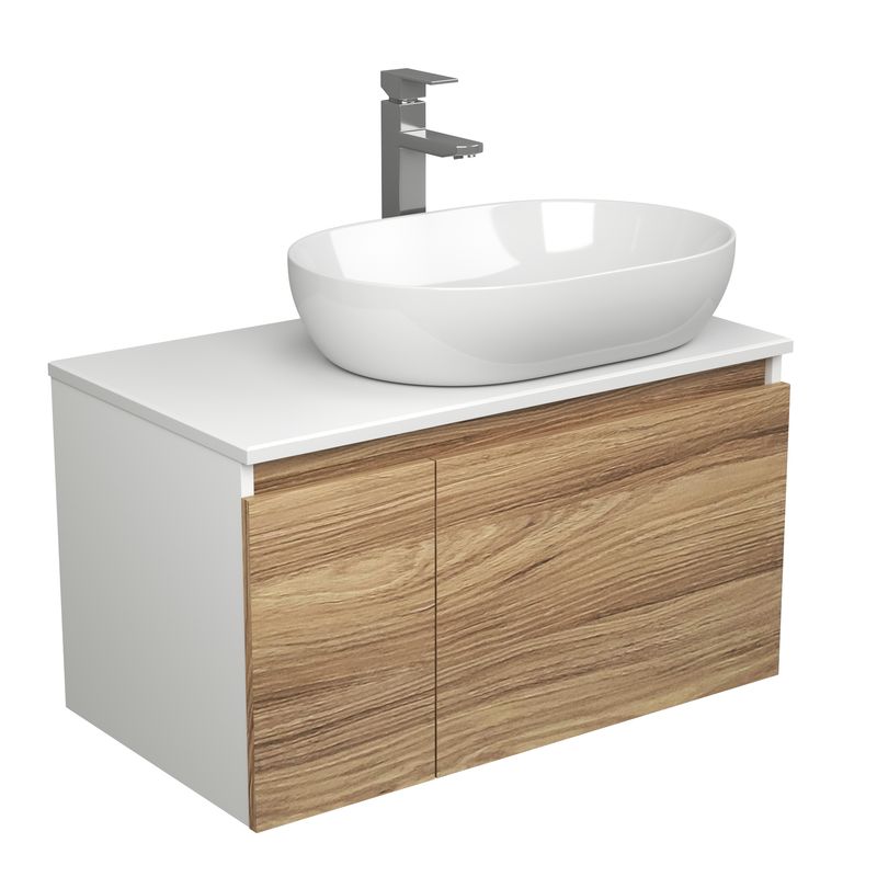 Комплект для ванной, 3 предмета (Тумба подвесная Bau Blackwood 80 + Раковина BAU 59х40, Смеситель высокий Hotel Still, нерж. сталь)