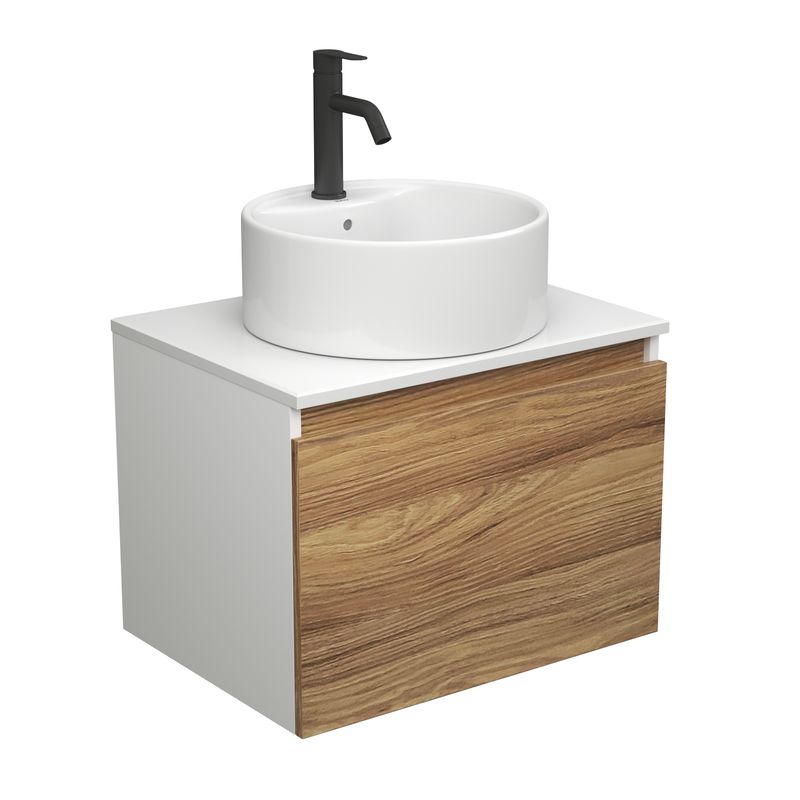 Комплект для ванной, 3 предмета (тумба Bau Dream Blackwood 60 + раковина BAU Element D40, с отверстием под смеситель, белая, смеситель Dream Black)