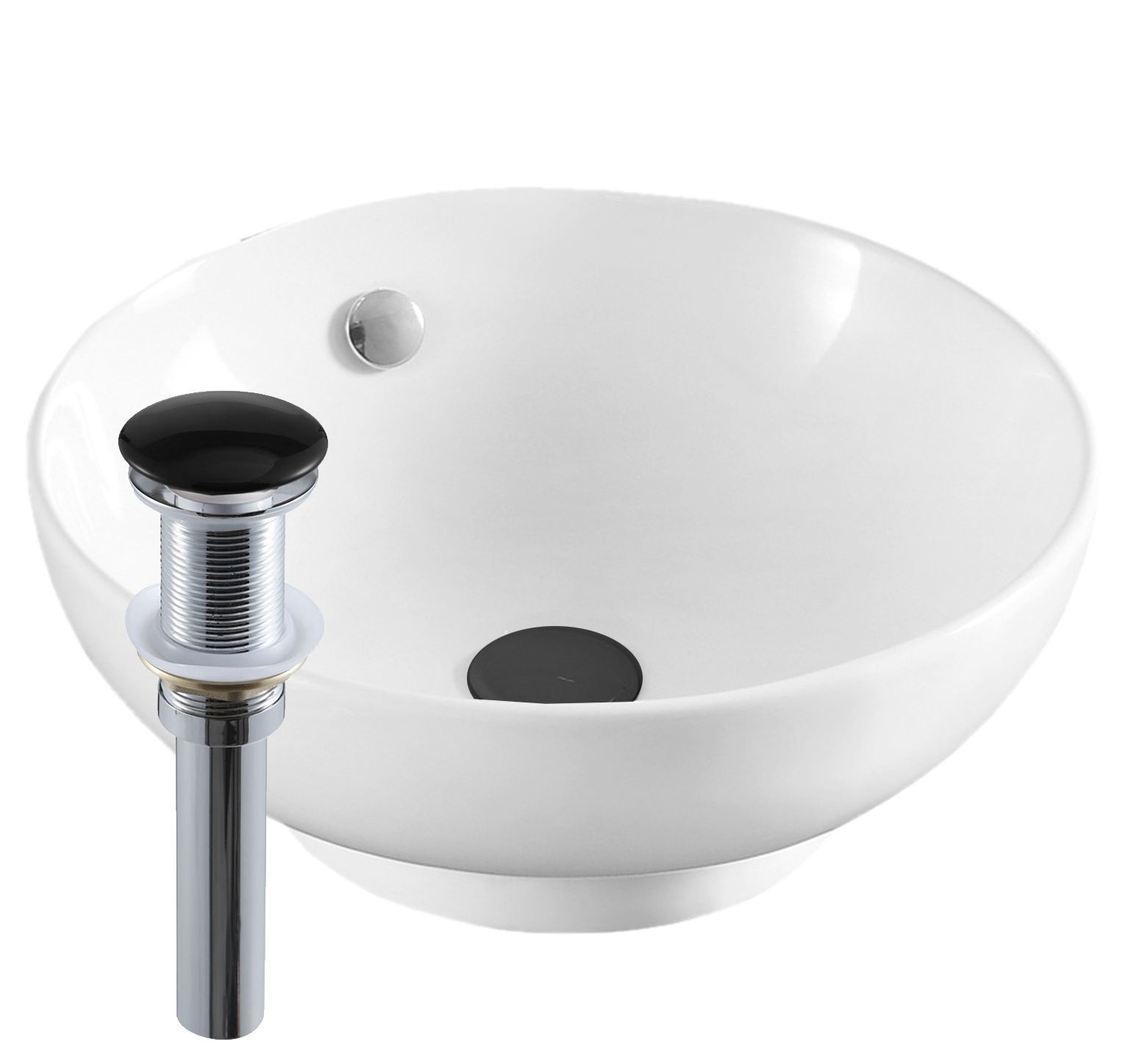 Раковина чаша накладная круглая BAU Dream D41, белая + выпуск клик-клак, черный