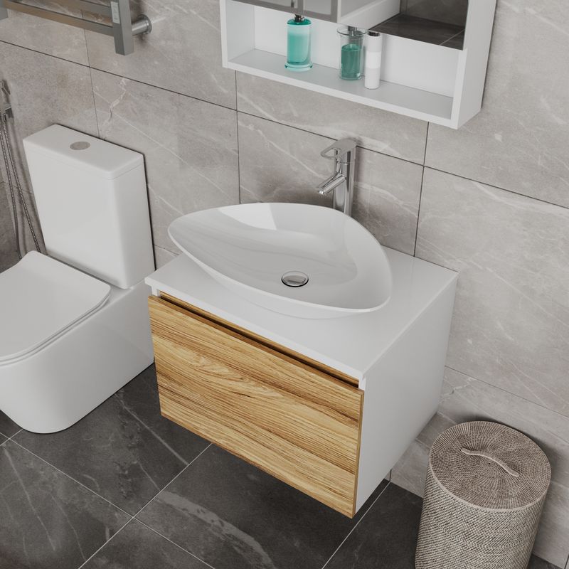 Комплект для ванной, 4 предмета (Тумба Bau Dream Blackwood 60, раковина BAU Triangle 59х39, смеситель для раковины Diadonna Dream, латунь, выпуск клик клак, хром)