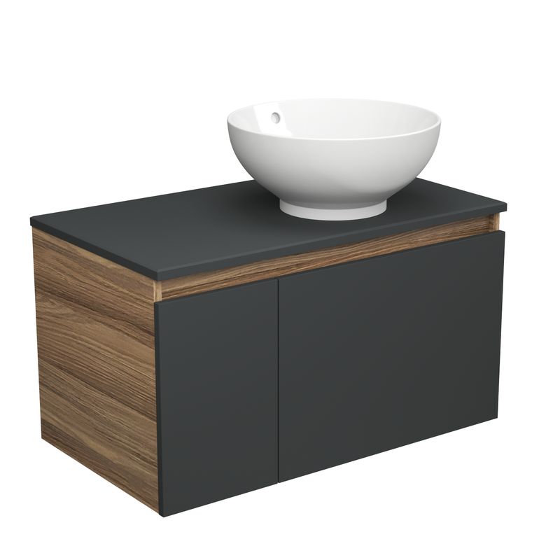 Тумба с раковиной (тумба подвесная Bau Dream Blackwood 80, графит + раковина чаша накладная круглая BAU Dream D41)