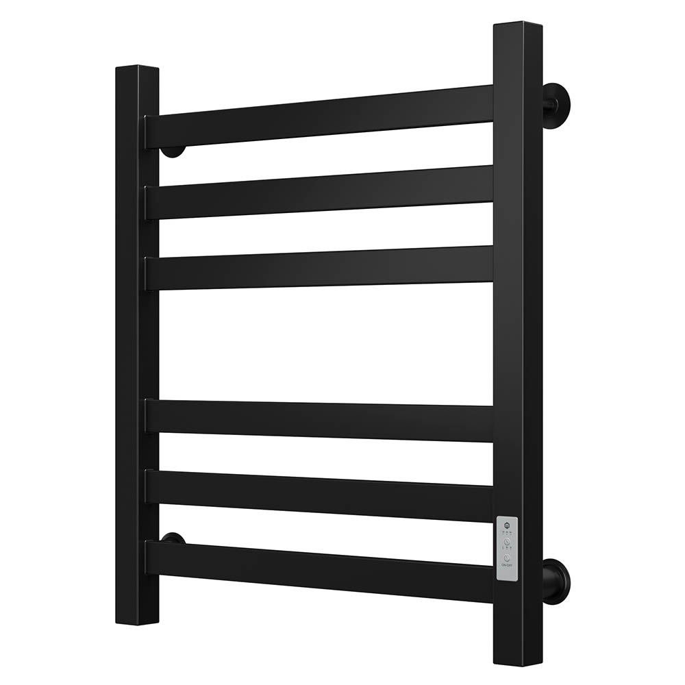 Полотенцесушитель электрический профильный Маргроид BAU В81/10 50х60, 2 вставки 3х3 размер 30*10, черный матовый RAL 9005 с таймером справа