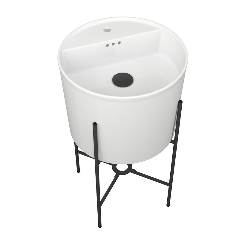 Раковина напольная с металлическими ножками BAU Omega белая + выпуск клик-клак, черный
