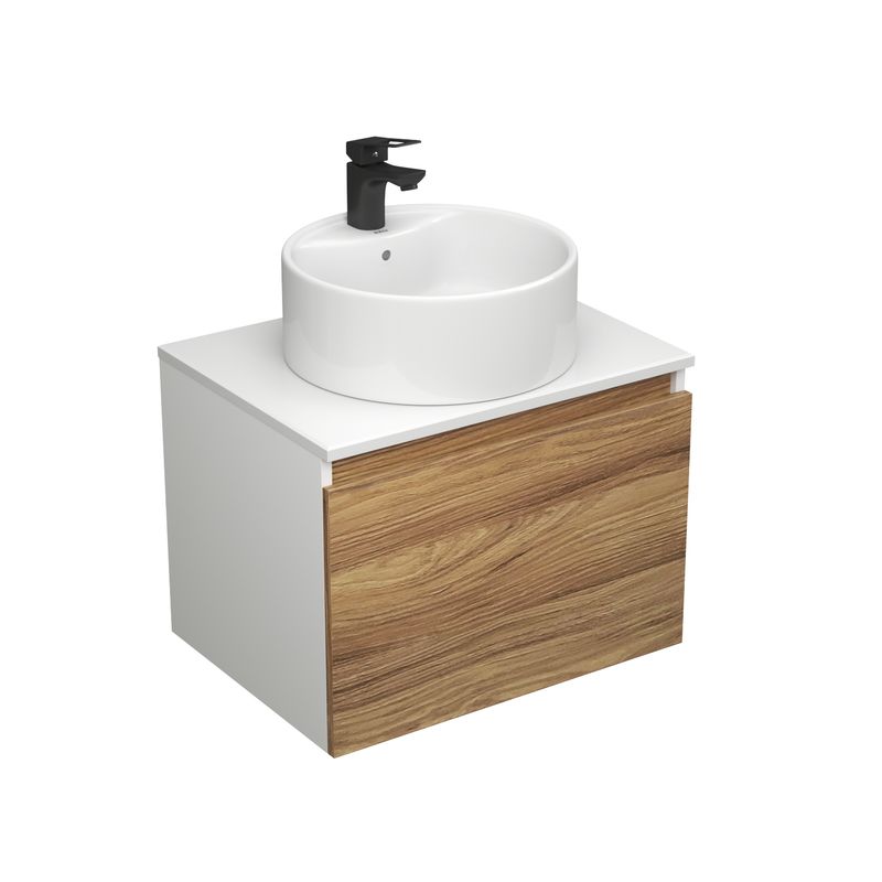 Комплект для ванной, 3 предмета (тумба Bau Dream Blackwood 60 + раковина BAU Element D40, с отверстием под смеситель, белая, смеситель Cerama Black)