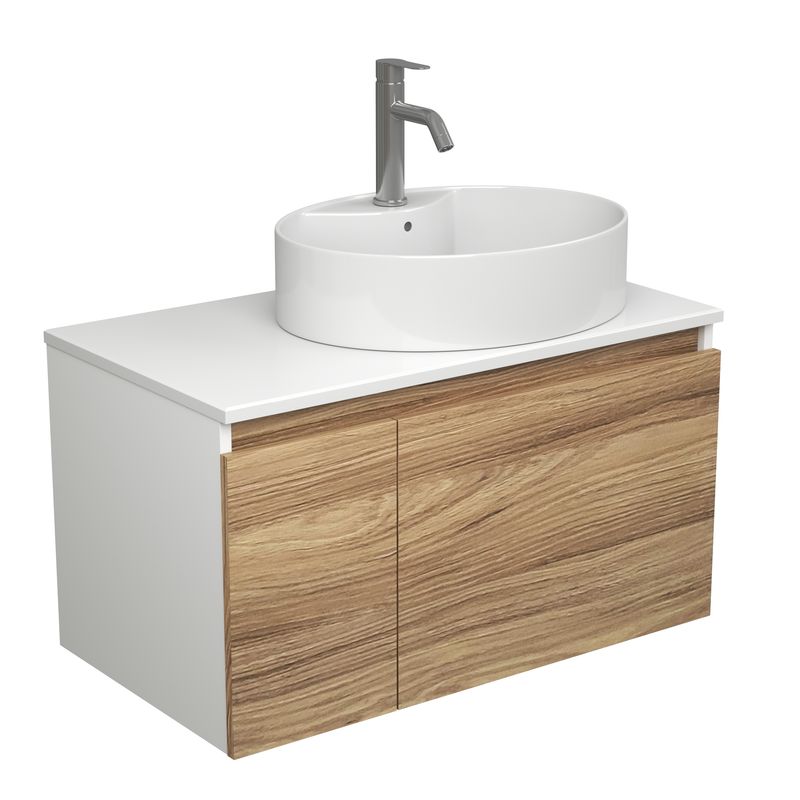 Комплект для ванной, 3 предмета (Тумба подвесная Bau Blackwood 80 + Раковина BAU 51х41, с отв. под см-ль, Смеситель Dream, нерж. сталь)