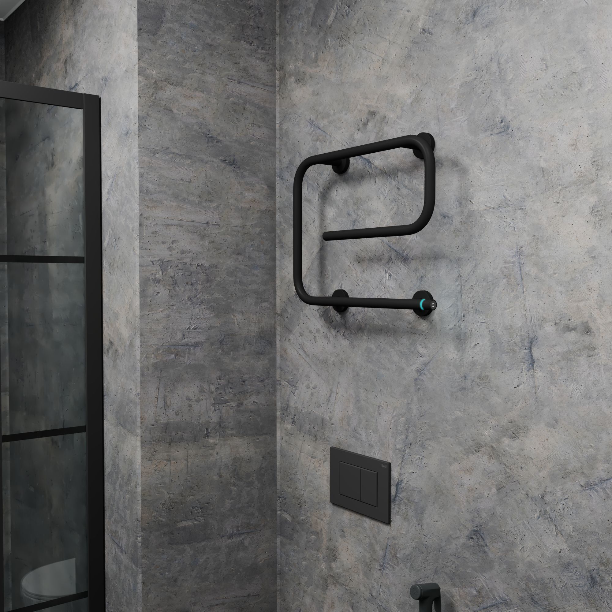 Полотенцесушитель электрический BAU E Black 41х53, черный матовый