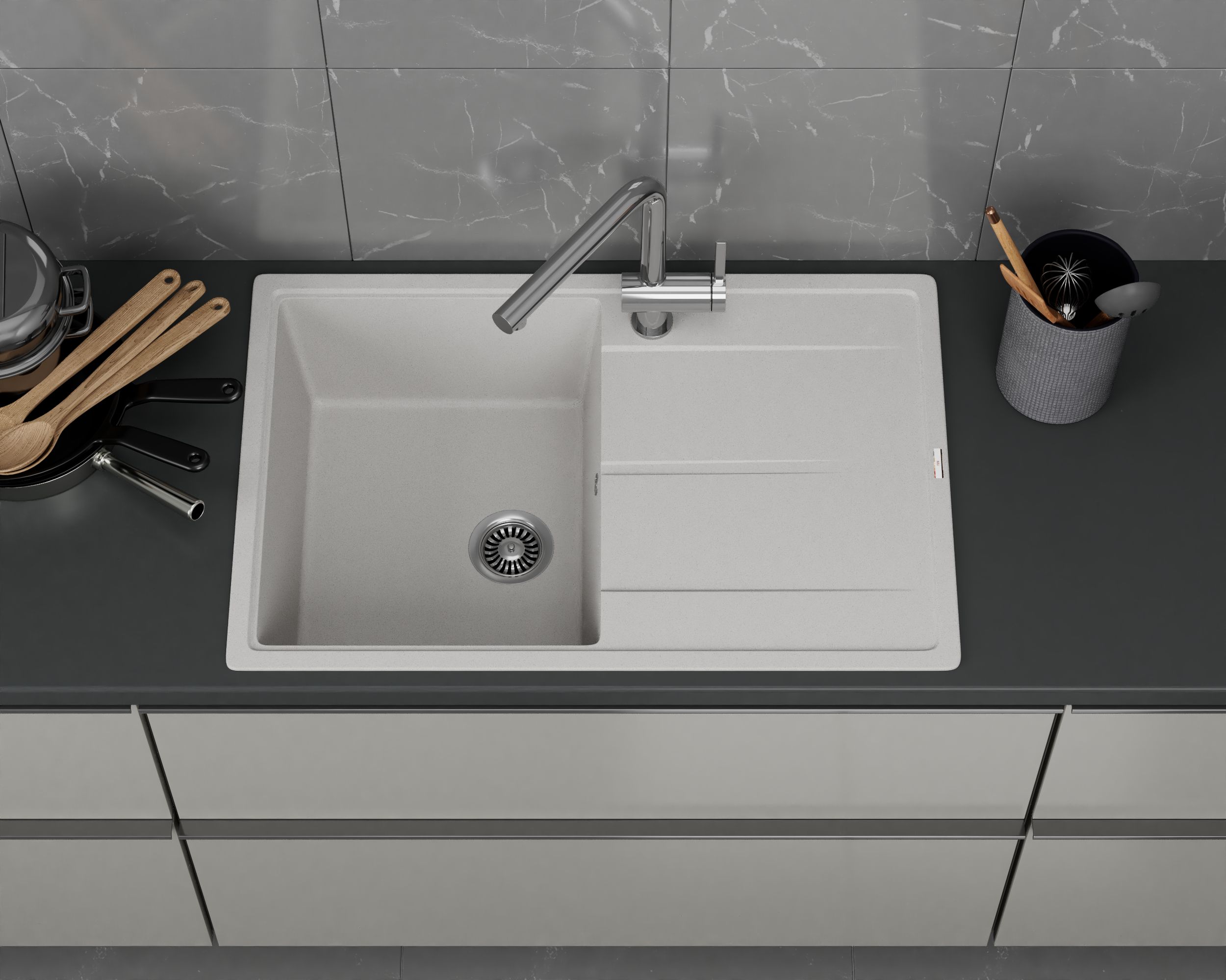 Мойка для кухни врезная кварцевая в комплекте с сифоном BAU Stil Jasmine 78х51, жасмин