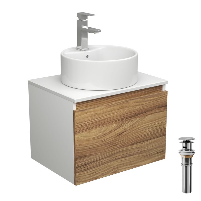 Комплект для ванной, 4 предмета (тумба Bau Dream 60 + раковина BAU D40, с отв. под смеситель + смеситель Hotel Still, выпуск клик-клак, хром)