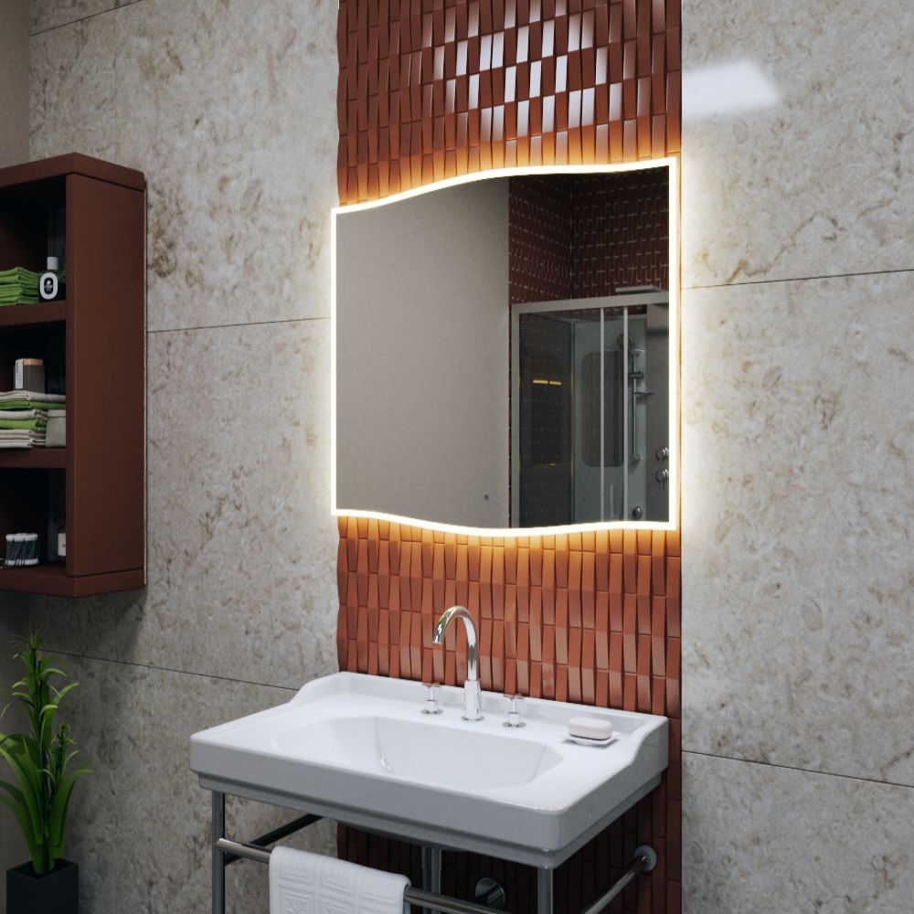 Зеркало Bau Plaza Limited Edition 750х745, сенсор на взмах, c LED подсветкой, защитный корпус с высокой светопроницаемостью, теплый свет